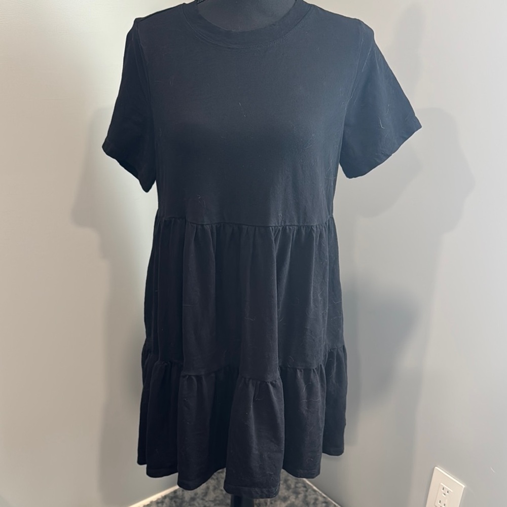 Black Tiered Tunic with Short Sleeves